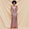 Mermaid / Trumpet Empire Sexy Wedding Guest Engagement Dress V Neck Sleeveless Floor Length Sequined with Bow(s) 2020
