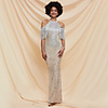Mermaid / Trumpet Glittering Sexy Prom Formal Evening Dress Halter Neck Half Sleeve Floor Length Spandex Sequined with Tassel 2020