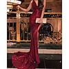 Mermaid / Trumpet Glittering Sexy Wedding Guest Formal Evening Dress V Neck Sleeveless Court Train Sequined with Pleats Sequin 2020