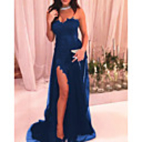 Mermaid / Trumpet Hot Sexy Engagement Formal Evening Dress Sweetheart Neckline Sleeveless Sweep / Brush Train Tulle with Split 2020