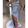 Mermaid / Trumpet Luxurious Sexy Engagement Formal Evening Dress Illusion Neck Long Sleeve Sweep / Brush Train Satin with Beading Split Appliques 2020