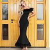 Mermaid / Trumpet Minimalist bodycon Wedding Guest Formal Evening Dress Off Shoulder Sleeveless Ankle Length Spandex with Tassel 2020
