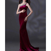 Mermaid / Trumpet Minimalist Elegant Engagement Formal Evening Dress One Shoulder Sleeveless Sweep / Brush Train Velvet with Sleek 2020