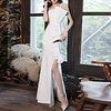 Mermaid / Trumpet Minimalist Elegant Engagement Formal Evening Dress Spaghetti Strap Sleeveless Floor Length Tulle Stretch Fabric with Draping Split 2021 miniinthebox