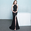 Mermaid / Trumpet Minimalist Elegant Prom Formal Evening Dress Halter Neck Sleeveless Sweep / Brush Train Stretch Fabric with Sleek 2021 miniinthebox