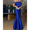 Mermaid / Trumpet Minimalist Elegant Wedding Guest Formal Evening Dress Off Shoulder Sleeveless Floor Length Satin with Sleek 2020