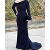 Mermaid / Trumpet Minimalist Elegant Wedding Guest Formal Evening Dress One Shoulder Long Sleeve Sweep / Brush Train Satin with Draping 2020