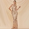 Mermaid / Trumpet Sexy bodycon Prom Formal Evening Dress High Neck Sleeveless Sweep / Brush Train Spandex Sequined with Sequin 2020