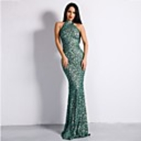 Mermaid / Trumpet Sexy bodycon Prom Formal Evening Dress High Neck Sleeveless Sweep / Brush Train Spandex with Sequin 2020