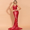 Mermaid / Trumpet Sexy bodycon Prom Formal Evening Dress V Neck Sleeveless Sweep / Brush Train Sequined with Sequin 2020