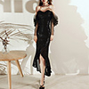 Mermaid / Trumpet Sexy Sparkle Homecoming Cocktail Party Dress Sweetheart Neckline Long Sleeve Tea Length Sequined with Sequin 2020