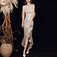 Mermaid / Trumpet Sexy Sparkle Party Wear Cocktail Party Dress Sweetheart Neckline Long Sleeve Tea Length Sequined with Sequin 2020