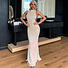 Mermaid / Trumpet Sexy Sparkle Prom Formal Evening Dress High Neck Sleeveless Sweep / Brush Train Sequined with Pleats 2020