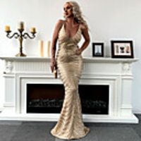 Mermaid / Trumpet Sexy Sparkle Prom Formal Evening Dress Spaghetti Strap Sleeveless Floor Length Spandex Sequined with Sequin 2020