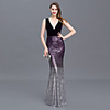 Mermaid / Trumpet Sexy Sparkle Prom Formal Evening Dress V Neck Sleeveless Floor Length Sequined with Ruched Sequin 2020