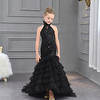 Mermaid / Trumpet Sweep / Brush Train / Asymmetrical Formal Evening / Pageant Flower Girl Dresses - Tulle Sleeveless Halter Neck with Beading / Tier / Solid