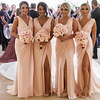 Mermaid / Trumpet V Neck Sweep / Brush Train Chiffon Bridesmaid Dress with Pleats / Ruching miniinthebox