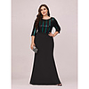 Mermaid / Trumpet Vintage Plus Size Party Wear Formal Evening Dress Jewel Neck 3/4 Length Sleeve Floor Length Jersey with Sequin 2020