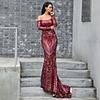 Mermaid / Trumpet Vintage Sexy Wedding Guest Prom Dress Off Shoulder Long Sleeve Court Train Spandex with Sequin 2020