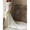 Mermaid / Trumpet Wedding Dresses Jewel Neck Court Train Lace Stretch Satin Long Sleeve Country Formal with 2020