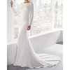 Mermaid / Trumpet Wedding Dresses Jewel Neck Court Train Stretch Satin Long Sleeve Country Simple with 2020