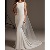 Mermaid / Trumpet Wedding Dresses Jewel Neck Sweep / Brush Train Lace Stretch Satin Sleeveless Country Simple with Appliques 2020