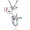 mermaid necklace austrian crystal magic pendant necklace for women girls (colorful)