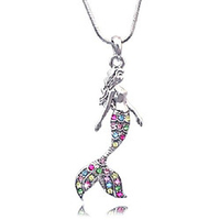 mermaid pendant necklace jewelry (multi-color)