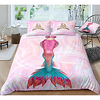 Mermaid Print 3-Piece Duvet Cover Set Hotel Bedding Sets Comforter Cover with Soft Lightweight Microfiber,  Include 1 Duvet Cover,  2 Pillowcases for Double/Queen/King(1 Pillowcase for Twin/Single)