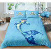 Mermaid Print 3-Piece Duvet Cover Set Hotel Bedding Sets Comforter Cover with Soft Lightweight Microfiber,  Include 1 Duvet Cover,  2 Pillowcases for Double/Queen/King(1 Pillowcase for Twin/Single)