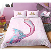 Mermaid Print 3-Piece Duvet Cover Set Hotel Bedding Sets Comforter Cover with Soft Lightweight Microfiber,  Include 1 Duvet Cover,  2 Pillowcases for Double/Queen/King(1 Pillowcase for Twin/Single)