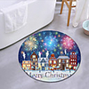 Merry Christmas Theme Round Mat Carpet Door Mat Bedroom Living Room Carpet Study Room Carpet Kitchen Bathroom Anti-slip Mat