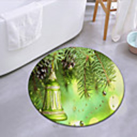 Merry Christmas Theme Round Mat Carpet Door Mat Bedroom Living Room Carpet Study Room Carpet Kitchen Bathroom Anti-slip Mat