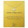 message card sun pendant necklace friendship compass good luck elephant pendant chain necklace with gift card (silver sun 2)