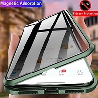 Metal Magnetic Privacy Protective Case For iPhone 13 12 11 Pro Max Mini SE 2020 X XS XR 8 7 Plus Double Side Tempered Glass Anti Explosion Full Body Protective Cover miniinthebox