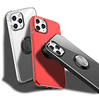 Metal Ring Holder Phone Case For iPhone 12 Pro Max 11 SE 2020 X XR XS Max Clear Back Cover Shockproof Dustproof Transparent Protective Case miniinthebox