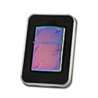 Metallic Oil Lighter with Rainbow and Lightening Design