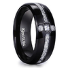 meteor 8mm black titanium ring cubic zirconia and meteorites inlay design wedding band9