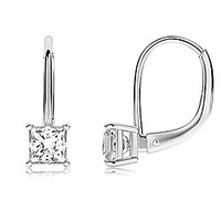 mia sarine square princess cut cubic zirconia drop dangle leverback bridal earrings for women in rhodium plated brass (white)