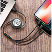 Micro USB / Lightning / Type-C Cable 2.4 A 1.0m(3Ft) All-In-1 / Braided / 1 to 3 TPE USB Cable Adapter For iPad / Samsung / Huawei