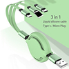 Micro USB Lightning USB C Cable All-In-1 1 to 3 2.4 A 1.2m(4Ft) TPE For Samsung Xiaomi HuaweiPhone Accessory miniinthebox