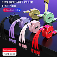 Micro USB Lightning USB C Cable All-In-1 1 to 3 3 A 1.2m(4Ft) TPE For Samsung Xiaomi HuaweiPhone Accessory miniinthebox