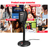Microphone Vocal Record Singing Studio PC USB 3.5mm for Computer Vol Adjust Switch Rotatable Flexible Professional Mic