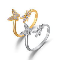 Midi Ring Cubic Zirconia Classic Gold Silver Zircon Alloy Butterfly Personalized Simple Fashion 1 set Adjustable / Women