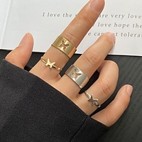 Midi Rings Classic Gold Silver Alloy Butterfly Stylish Simple Punk 2pcs 8 / Women