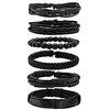 milakoo 6 pcs black braided leather bracelets for men women cuff wrap wristbands