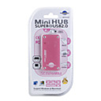 Mini 4 Port USB 2.0 Hub (Pink)