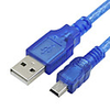 Mini 5Pin USB Cable USB 2.0 Type A Male to Mini 5P Male Data Charging Cable 0.3/0.5/1/1.5/3/5/10m Transparent Blue for Camera Tablet PC MP3 Cellphone