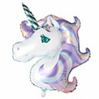 mini baby shower favor birthday party children animal unicorn head balloon decor rainbow party supplies wedding child toy (mini unicorn head purple)