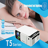 Mini Projector T5 Projector with Synchronize Smart Phone Screen 800480 Native Resolution 1080 HD Portable Video Projector WIFI Reay USB HDMI SD Audio Beamer for Home Cinema